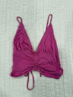 Urban Outfitters pink Ruched Drawstring open backTank Top